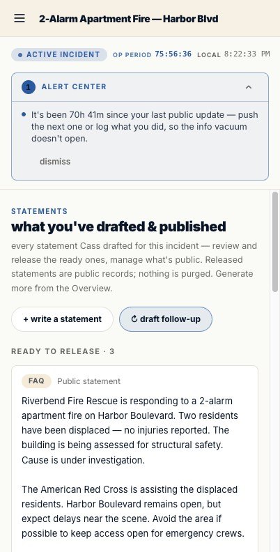 Hey Cass statements tab: a drafted press release ready to release